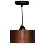 Glimmera Vintage Hammered Copper Drum Pendant Light