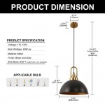 Gleamix Industrial Black Metal Dome Pendant Light