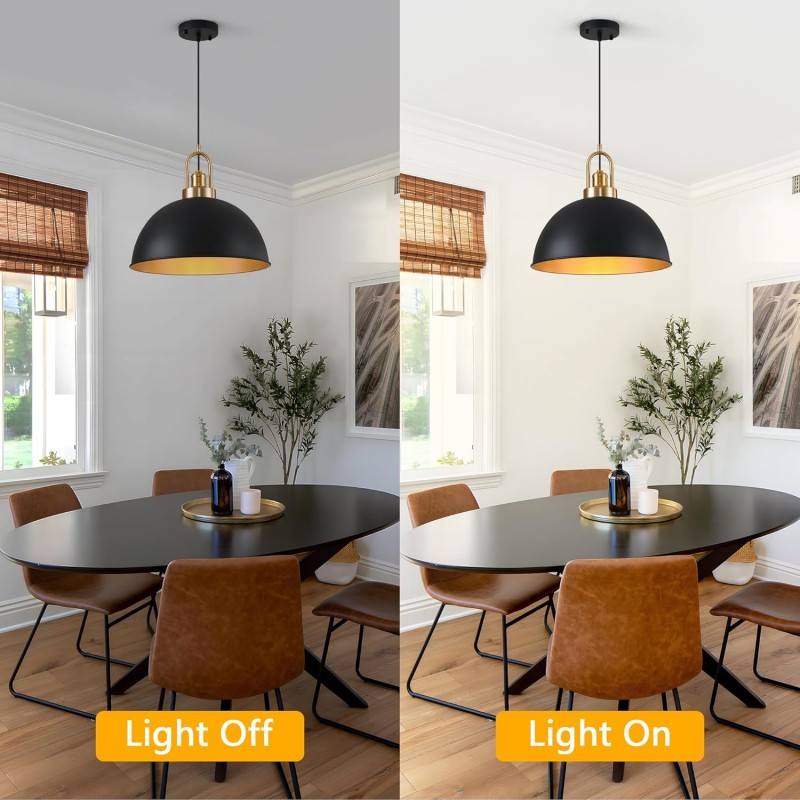 Gleamix Industrial Black Metal Dome Pendant Light
