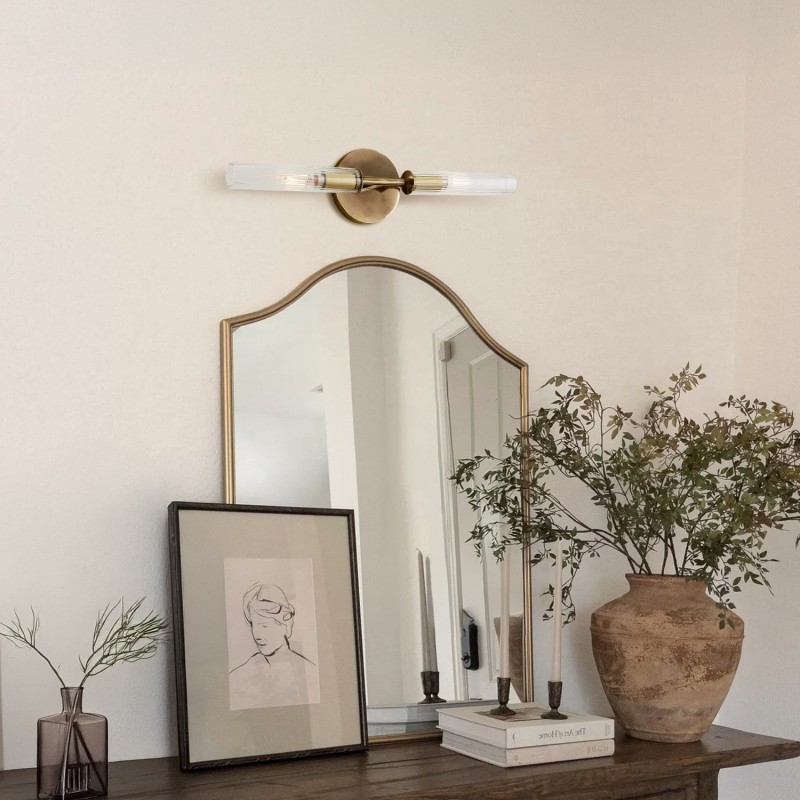 Alice Farmhouse Transparent Ribbed Glass Double Tube Sconce