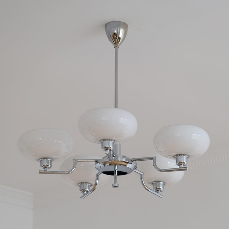Shadella Modern Cream Glass Bauhaus Chandelier