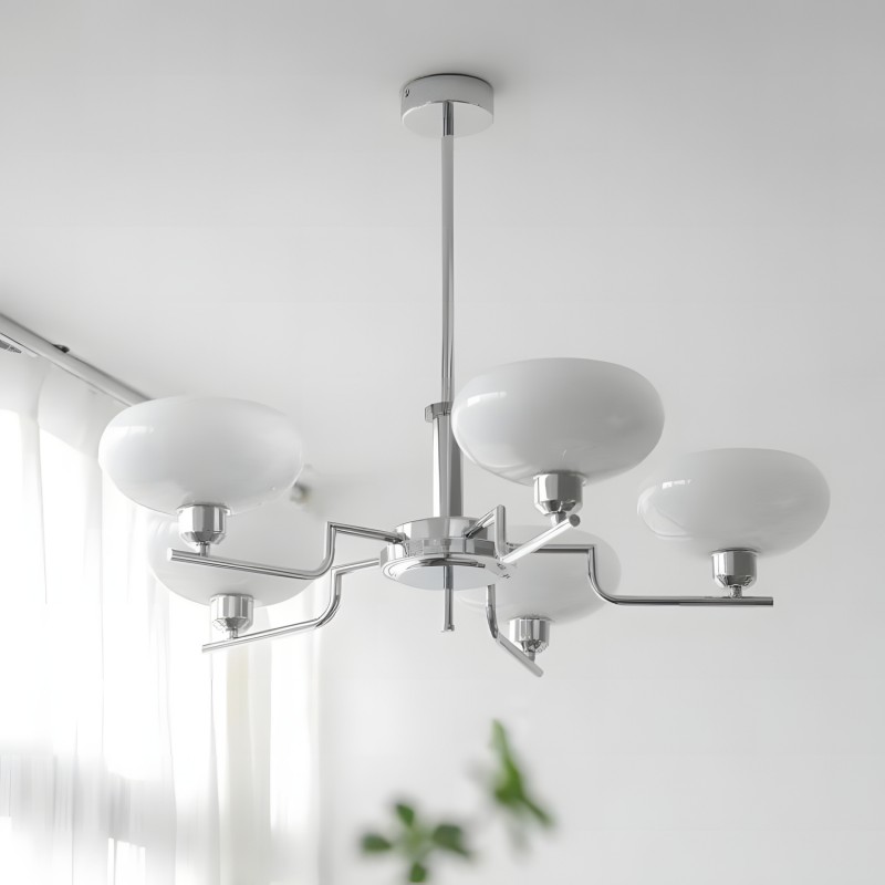 Shadella Modern Cream Glass Bauhaus Chandelier