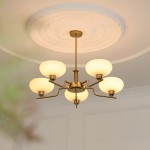 Shadella Modern Cream Glass Bauhaus Chandelier