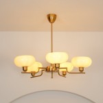 Shadella Modern Cream Glass Bauhaus Chandelier