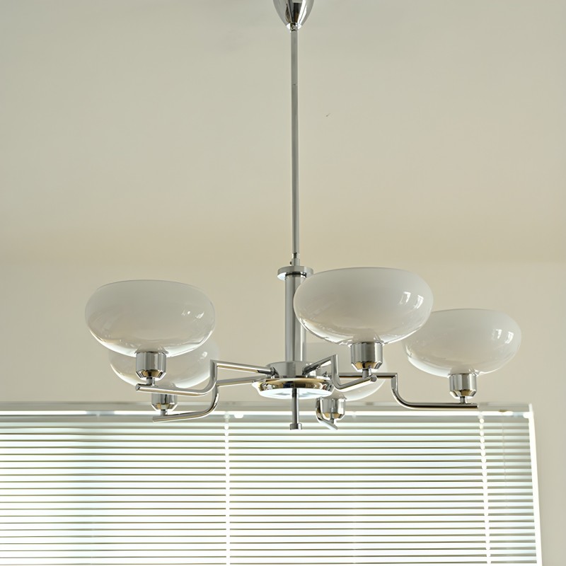 Shadella Modern Cream Glass Bauhaus Chandelier