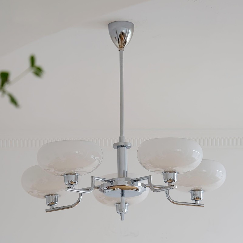 Shadella Modern Cream Glass Bauhaus Chandelier