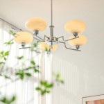 Shadella Modern Cream Glass Bauhaus Chandelier