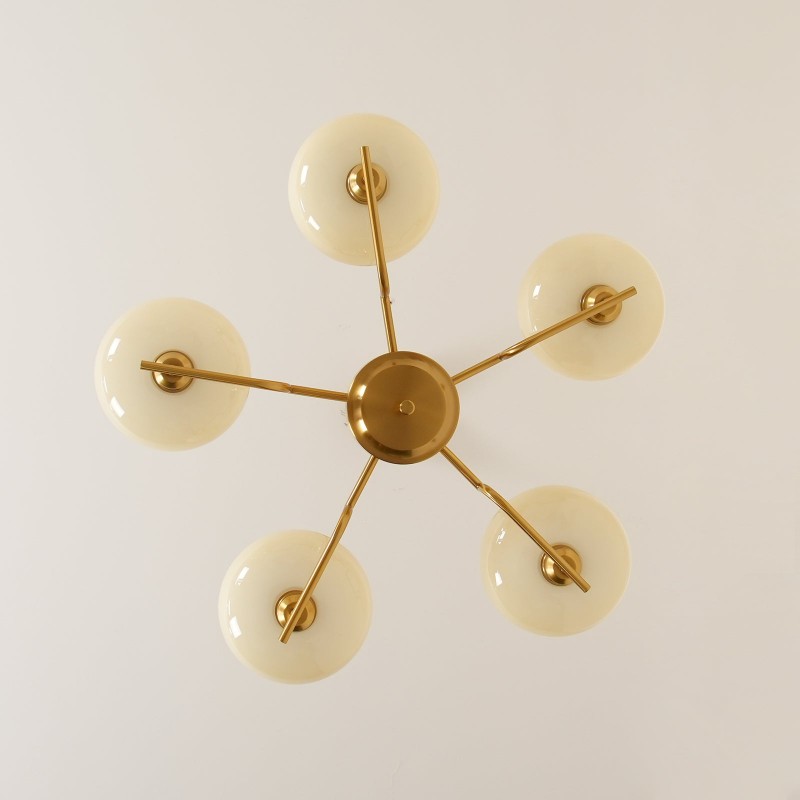 Shadella Modern Cream Glass Bauhaus Chandelier