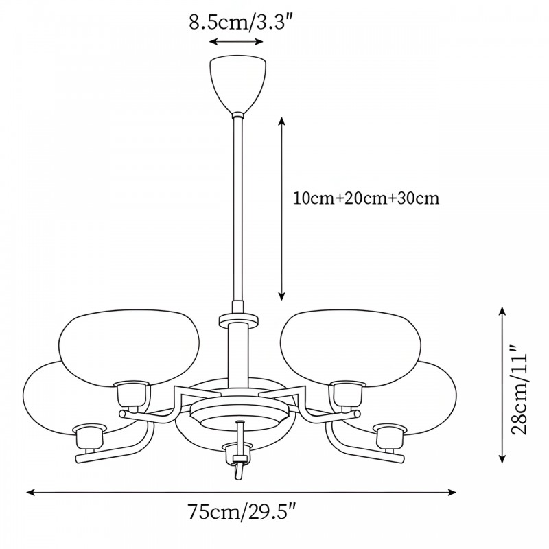 Shadella Modern Cream Glass Bauhaus Chandelier