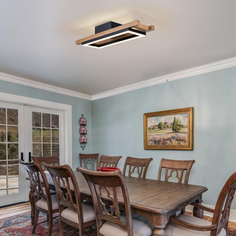 Radiance Farmhouse Led Wood Rectangular Ceiling Light
