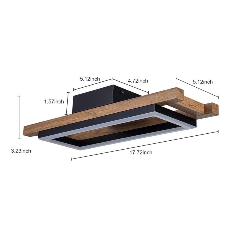 Radiance Farmhouse Led Wood Rectangular Ceiling Light