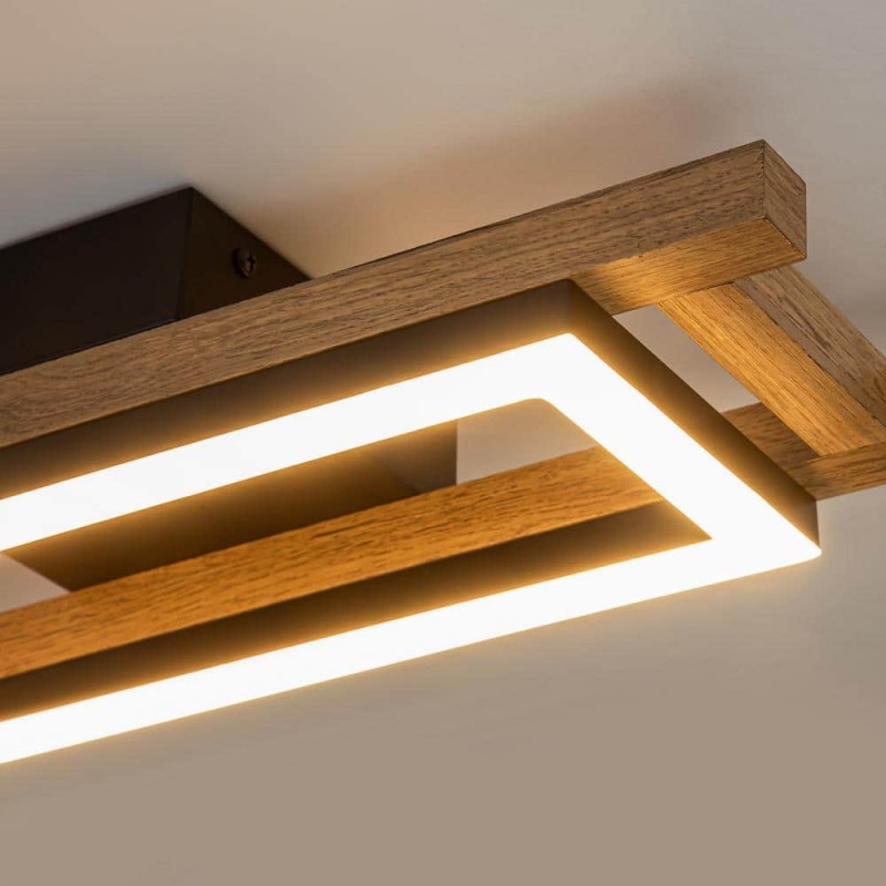 Radiance Farmhouse Led Wood Rectangular Ceiling Light