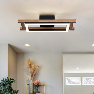 Radiance Farmhouse Led Wood Rectangular Ceiling Light
