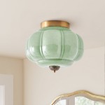 Ozita Retro Milk Glass Semi Flush Mount Eloise Ceiling Light