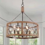 Wagner Farmhouse 4-Light Drum Wood Chandelier