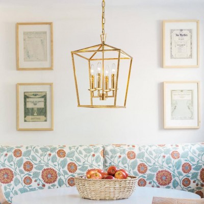 Hexon Antique Brass Gilded Iron Lantern Pendant Light