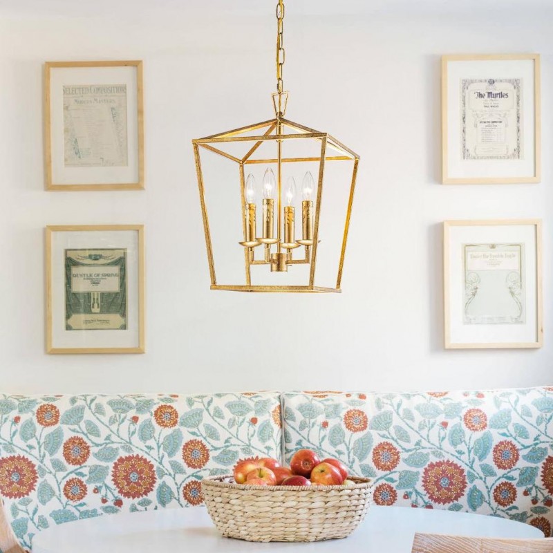 Hexon Antique Brass Gilded Iron Lantern Pendant Light