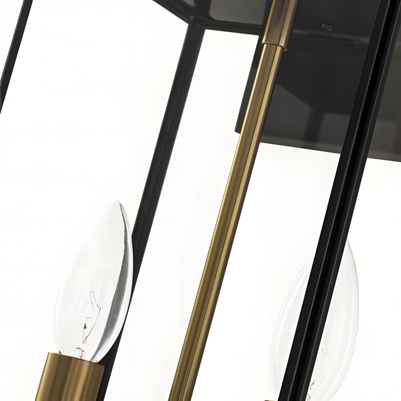 Lindsay Farmhouse Black And Brass Outdoor Lantern Wall Light