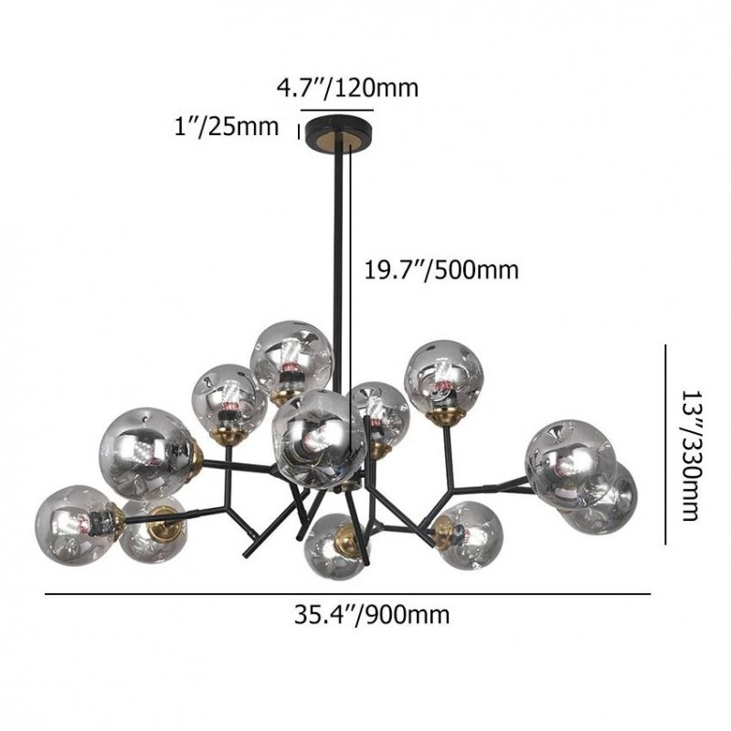 Breckett Modern Smoky Gray Glass Sputnik Chandelier