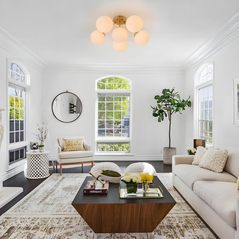 Anwen Mid Century Glass Brass Sputnik Bubble Chandelier