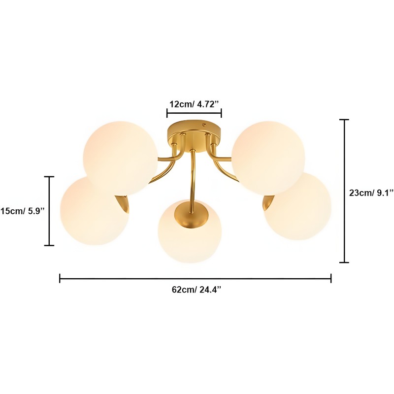 Anwen Mid Century Glass Brass Sputnik Bubble Chandelier