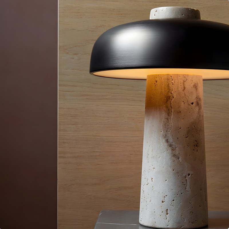 Salma Travertine Mushroom LED Table Lamp