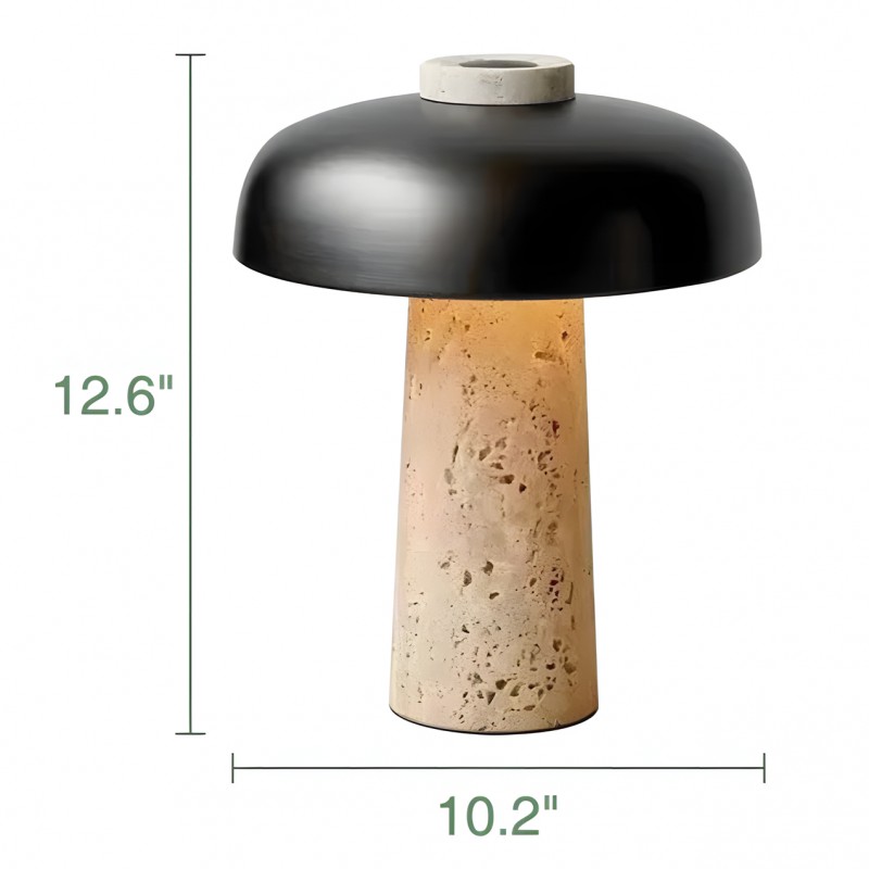 Salma Travertine Mushroom LED Table Lamp