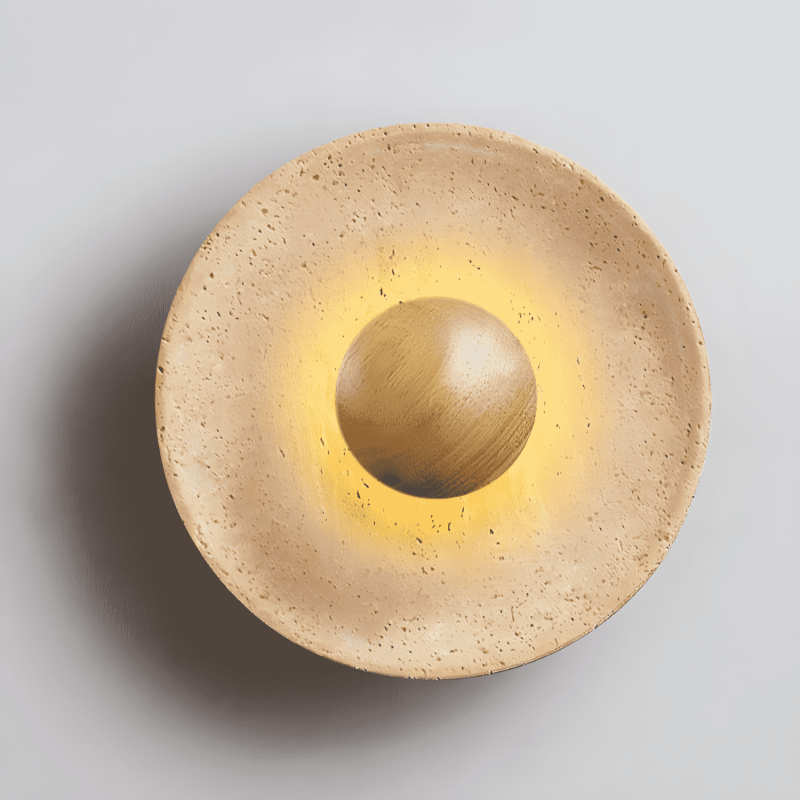 Jannik Wabi-Sabi LED Travertine Round Wall Light