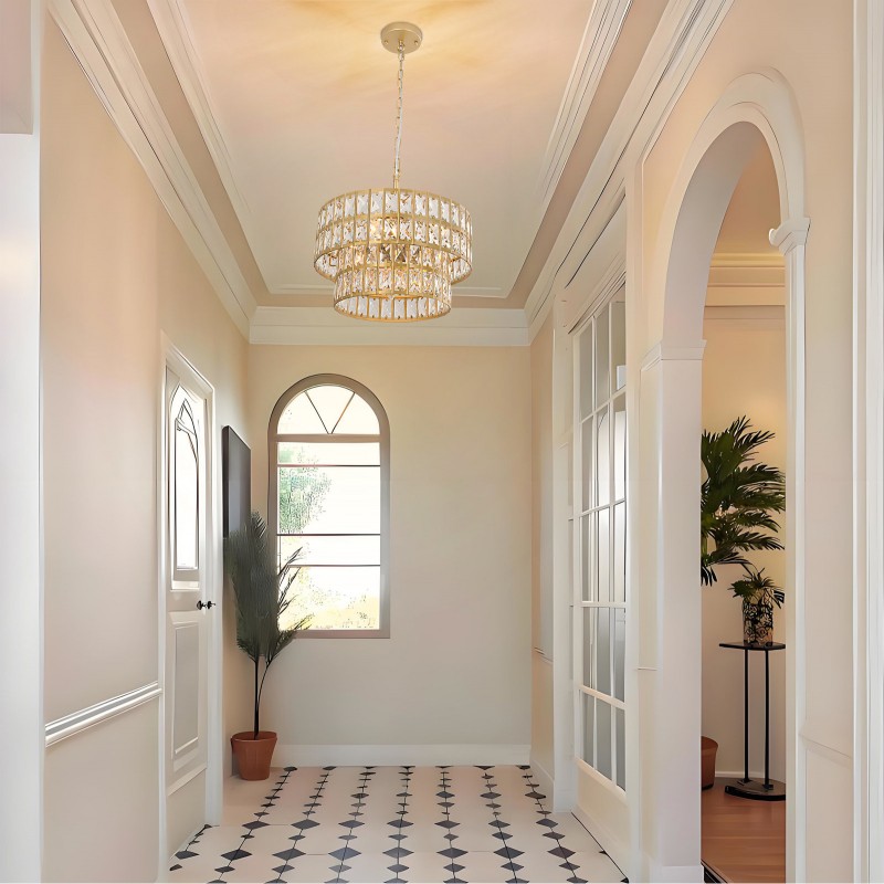 Gracie Luxurious Double Drum Crystal Chandelier