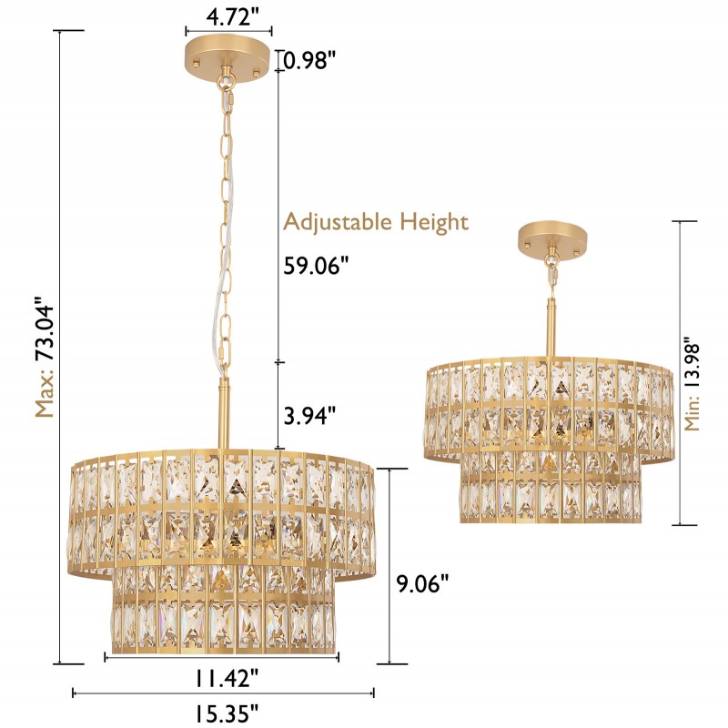 Gracie Luxurious Double Drum Crystal Chandelier