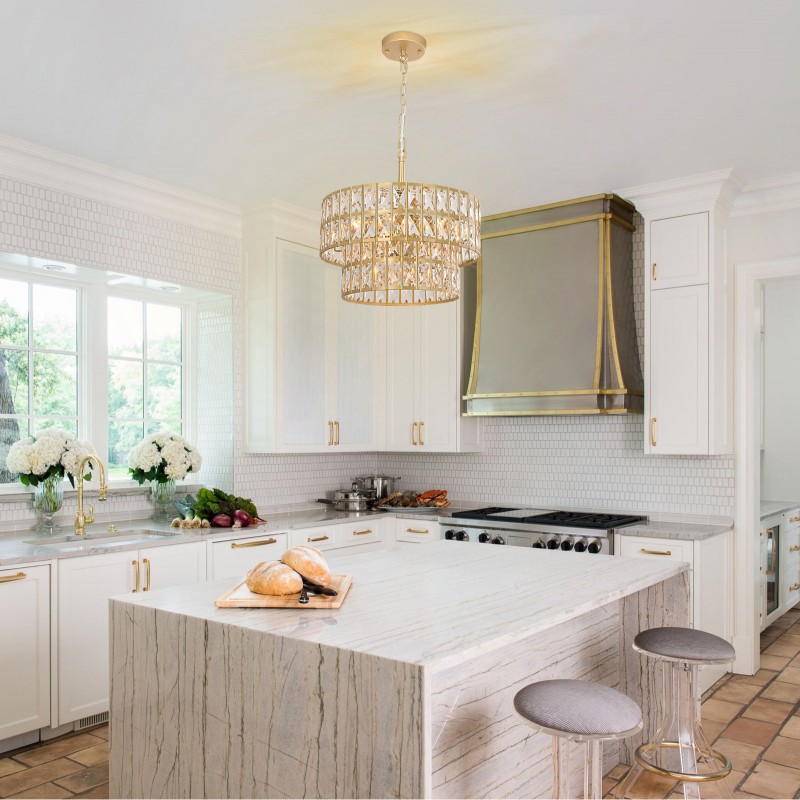 Gracie Luxurious Double Drum Crystal Chandelier