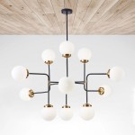 Ava Creative 12 Lights Globe Milk Glass Linear Chandelier