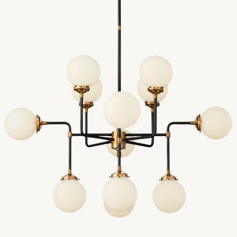 Ava Creative 12 Lights Globe Milk Glass Linear Chandelier