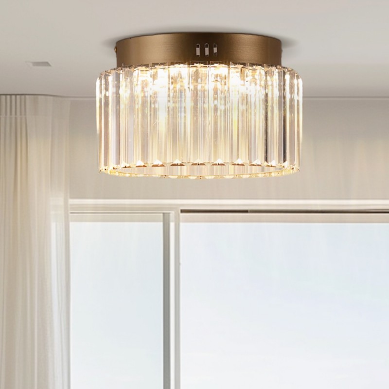 Collins Retro Crystal Drum Semi Flush Mount Ceiling Light