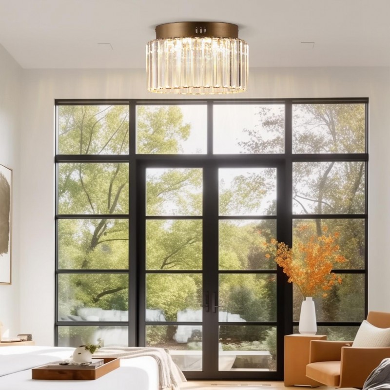Collins Retro Crystal Drum Semi Flush Mount Ceiling Light