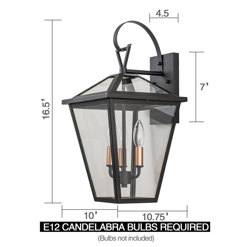 Douglas Industrial Black Metal Lantern Wall Sconce