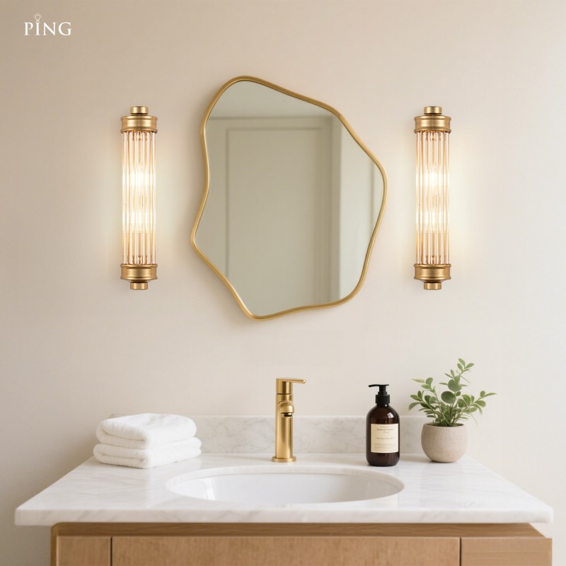 Raelin Retro Cylindrical Ribbed Glass Sconce