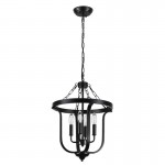 Richardson Industrial Black Wrought Iron Cage Pendant Light