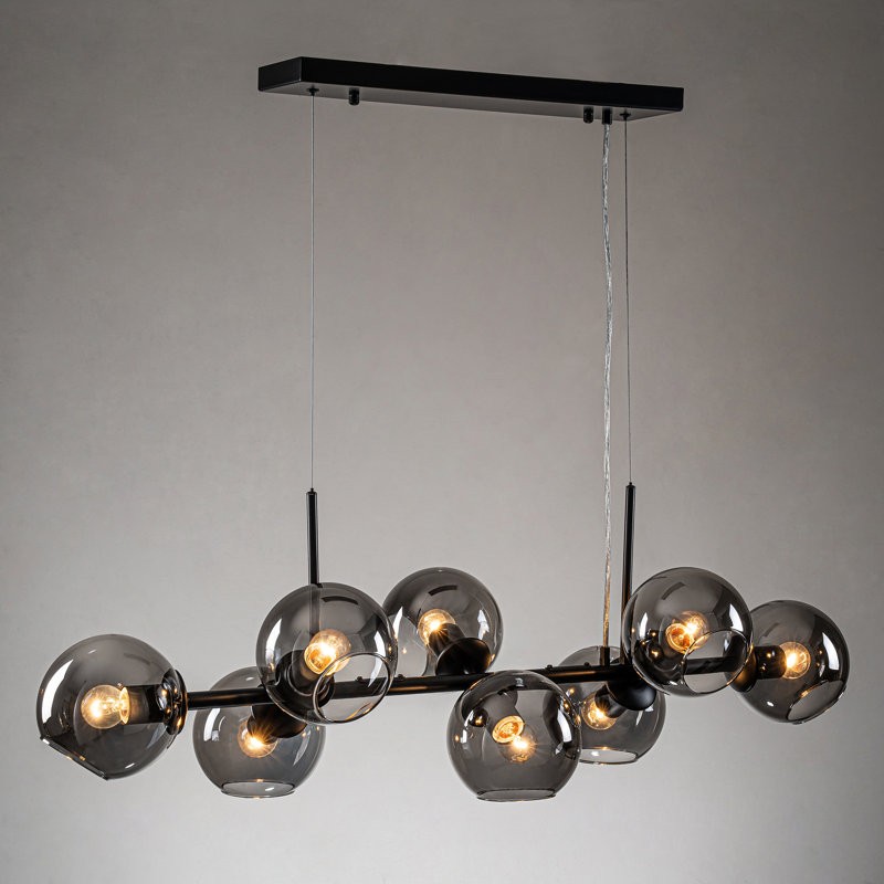 Malley Modern 8-Light Black Globe Glass Chandelier