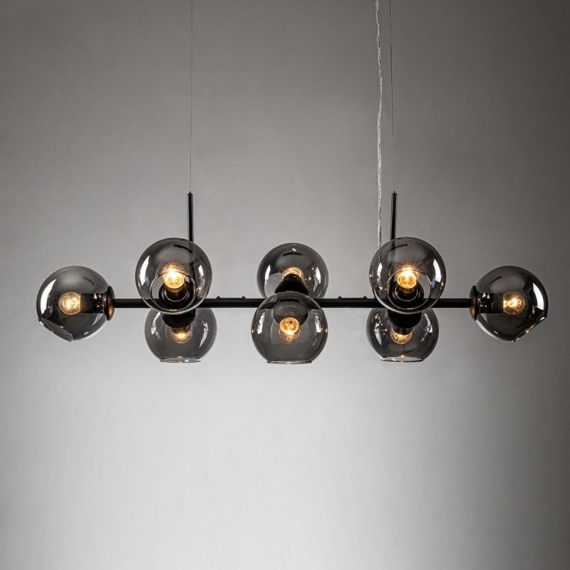 Malley Modern 8-Light Black Globe Glass Chandelier