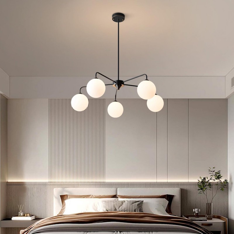 Maytoni Modern 5 Lights White Glass Globe Chandelier