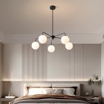 Maytoni Modern 5 Lights White Glass Globe Chandelier