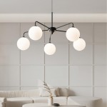 Maytoni Modern 5 Lights White Glass Globe Chandelier