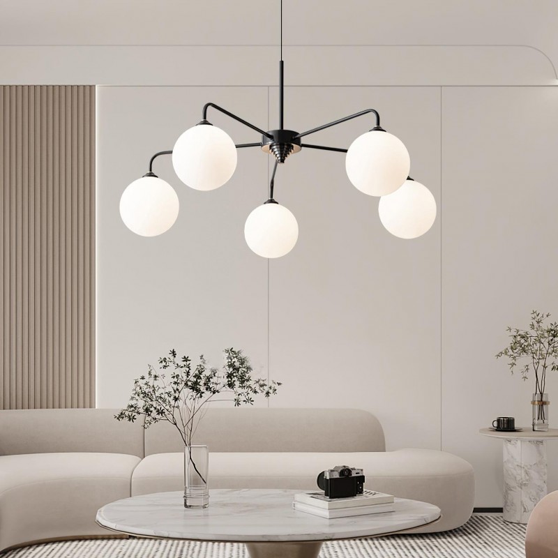 Maytoni Modern 5 Lights White Glass Globe Chandelier