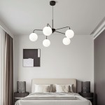 Maytoni Modern 5 Lights White Glass Globe Chandelier