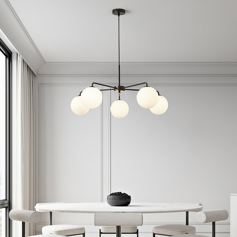 Maytoni Modern 5 Lights White Glass Globe Chandelier