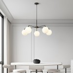Maytoni Modern 5 Lights White Glass Globe Chandelier