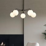 Maytoni Modern 5 Lights White Glass Globe Chandelier