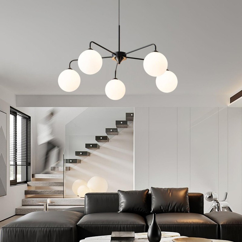 Maytoni Modern 5 Lights White Glass Globe Chandelier