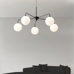 Maytoni Modern 5 Lights White Glass Globe Chandelier